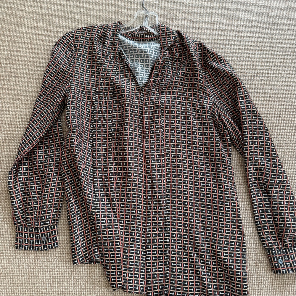 Geometric Patterned V Neck With Ties Pullover - image 1